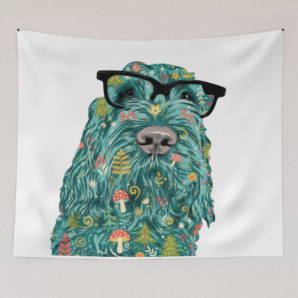 Item preview, Intellectual Italian Spinone – Dog with Glasses Scandinavian Folk Art by ©️ heidiannemorris designed and sold by FOLK ART FUSION by heidiannemorris.