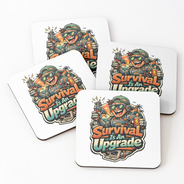 Item preview, Survival Is An Upgrade Funny Tech Humor Retro Aesthetic - Vintage 90s Cyberpunk Gamer Art - Motivational IT Professional Graphic - Summer Beach Sunset Glitch Core Design for Developers & Geeks designed and sold by Vivaan Studio.