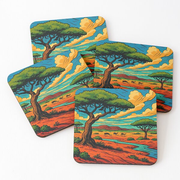 Item preview, Botswana landscape | Comics style - Cartoon designed and sold by ComicsFactory.