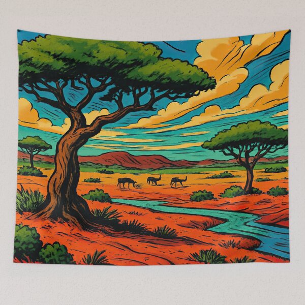 Item preview, Botswana landscape | Comics style - Cartoon designed and sold by ComicsFactory.