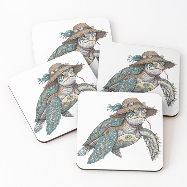 Item preview, Tribal Sea Turtle with Straw Hat and Compass Tattoo designed and sold by zoughlal.