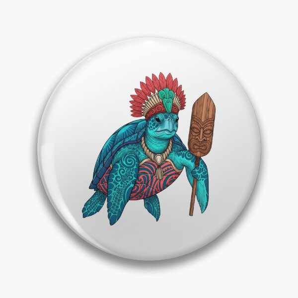 Artikelvorschau, Meeresschildkröte im polynesischen Stil mit Stammeskopfschmuck entworfen und verkauft von zoughlal.