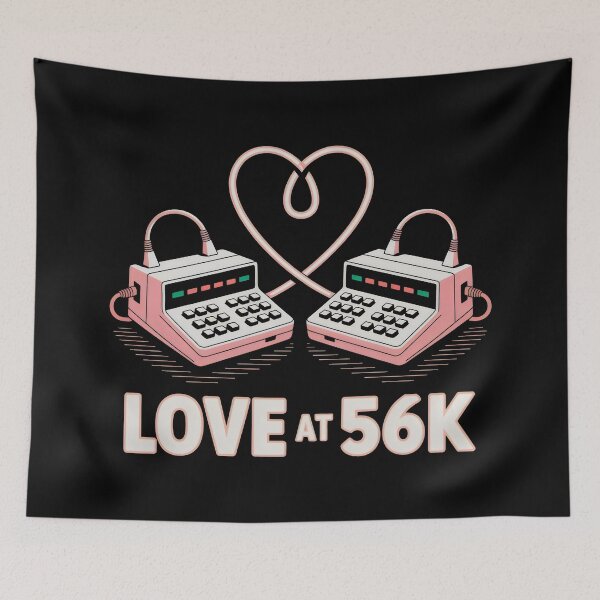 Item preview, Love at 56K Retro Dial Up Modem Computing Art designed and sold by SplashTastic.