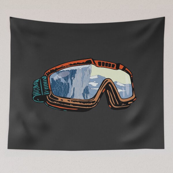 Item preview, Ski Goggles with Mountain Reflection | Aesthetic Winter Sport Line Art designed and sold by SKETCHYANDGRAPHIC.