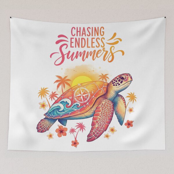 Item preview,  Chasing Endless Summers - Tropical Sunset Sea Turtle Art designed and sold by zoughlal.