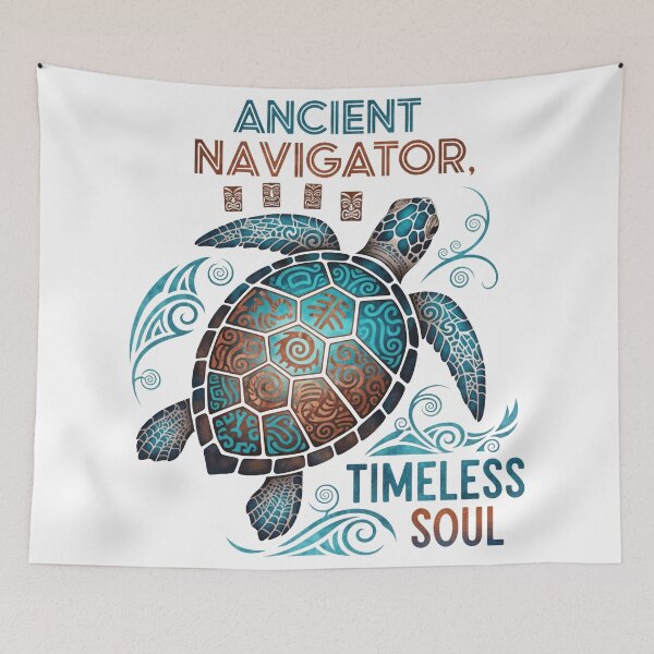 Item preview,  Ancient Navigator, Timeless Soul - Tribal Tiki Sea Turtle Art designed and sold by zoughlal.