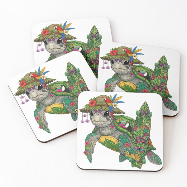 Item preview,  Island Hopper - Tropical Sea Turtle with Surfboard Art designed and sold by zoughlal.