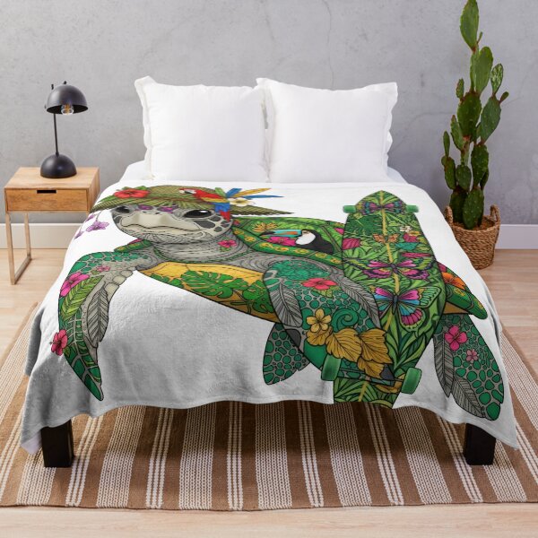 Item preview, Island Hopper - Tropical Sea Turtle with Surfboard Art designed and sold by zoughlal.