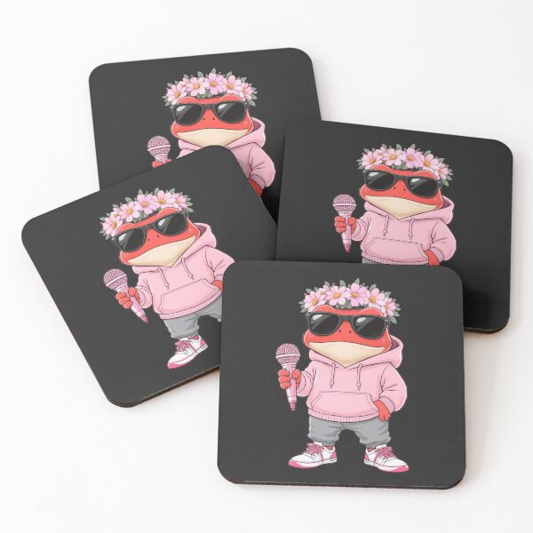 Item preview, Pink Flower Crown Music Frog – Cute Aesthetic Frog Singer Illustration designed and sold by ColorSplash123.