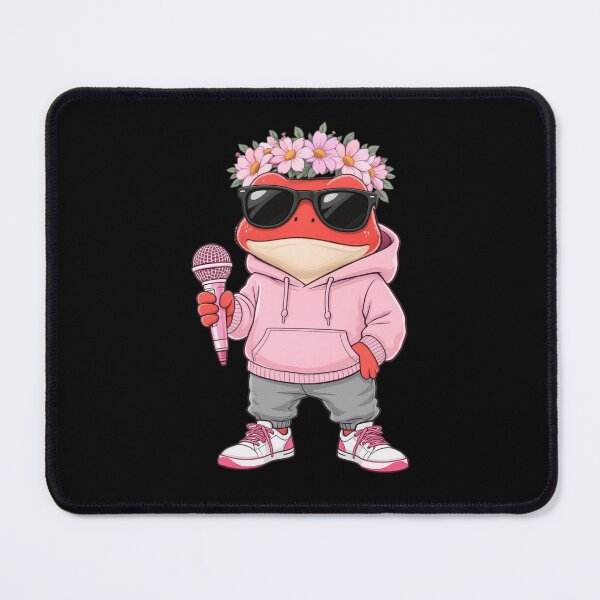 Item preview, Pink Flower Crown Music Frog – Cute Aesthetic Frog Singer Illustration designed and sold by ColorSplash123.