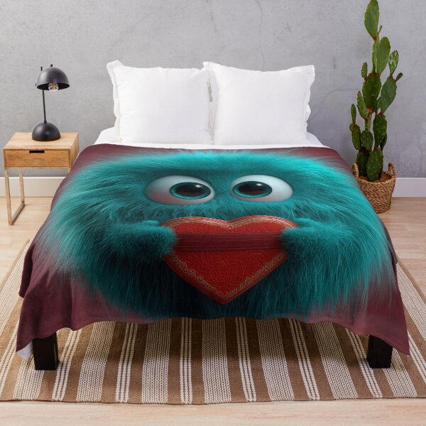 Item preview, Cute Blue Monster Holding a Heart – Valentine’s Day Illustration designed and sold by Hakubiya.