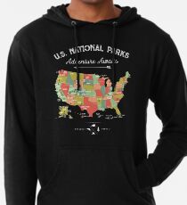National Park Map Vintage T Shirt - All 59 National Parks Lightweight Hoodie
