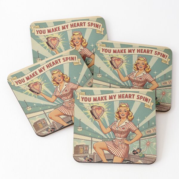 Item preview, You Make My Heart Spin: Retro Cupcake Pin-Up Valentine designed and sold by Art's Diner.