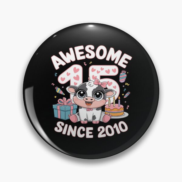 Item preview, 15th Birthday Cow Theme 15 Year Old Awesome Since 2010  designed and sold by MarkLeedsArt.