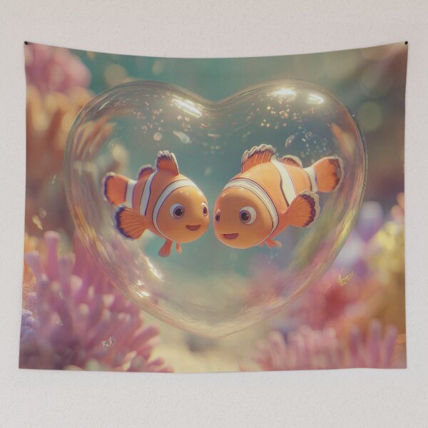 Item preview, Clownfish Love in a Heart Bubble – Valentine’s Day Illustration designed and sold by Hakubiya.