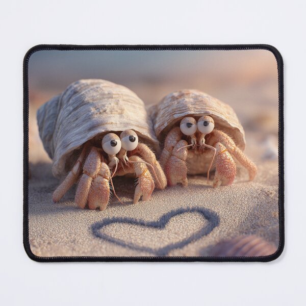 Item preview, Hermit Crab Love on the Beach – Valentine’s Day Illustration designed and sold by Hakubiya.
