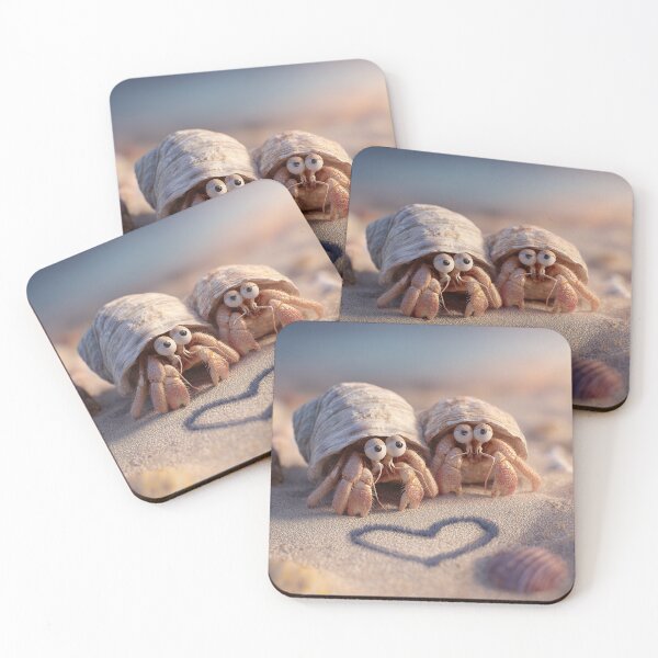 Item preview, Hermit Crab Love on the Beach – Valentine’s Day Illustration designed and sold by Hakubiya.