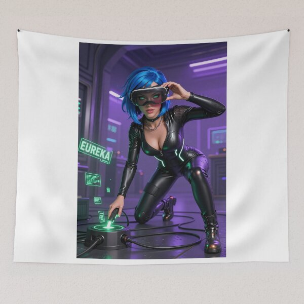 Item preview, Cipher blue haired hacker eureka virtual world designed and sold by CathryneDelamort.