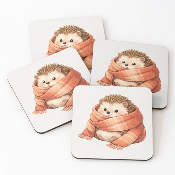 Item preview, Cozy Hedgehog Wrapped in Scarf Minimalist Illustration designed and sold by Ombrya.