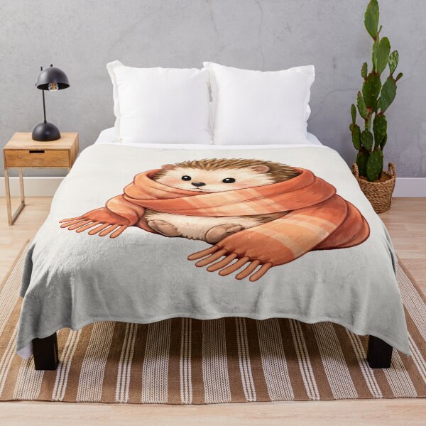 Item preview, Cozy Hedgehog Wrapped in Scarf Minimalist Illustration designed and sold by Ombrya.