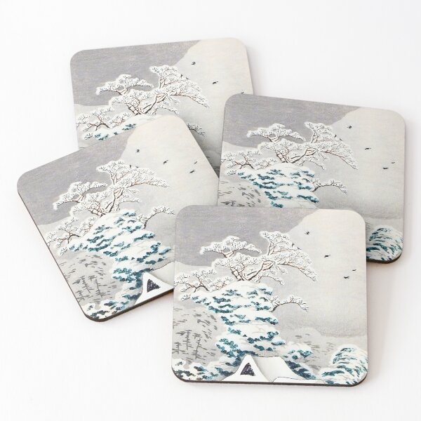 Item preview, Snowy Rural Village with Dogs - Hiroaki Takahashi Vintage Print designed and sold by Open Canvas.