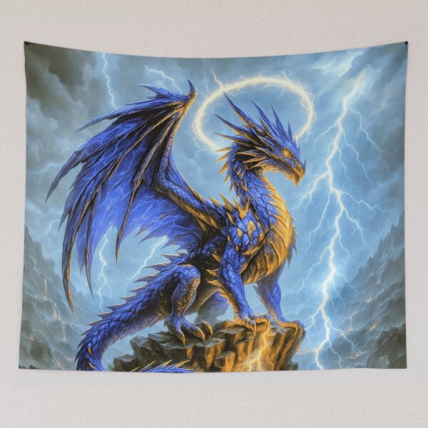 Item preview, Celestial Storm Dragon – Lightning Guardian Fantasy Art designed and sold by DrakariArt.