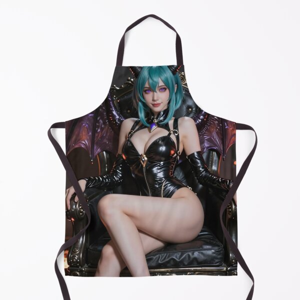 Item preview, Blue haired demon woman in leather throne designed and sold by CathryneDelamort.