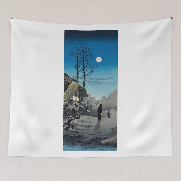 Item preview, Moonlight and Plum Blossoms in a Village - Hiroaki Takahashi Vintage Print designed and sold by Open Canvas.