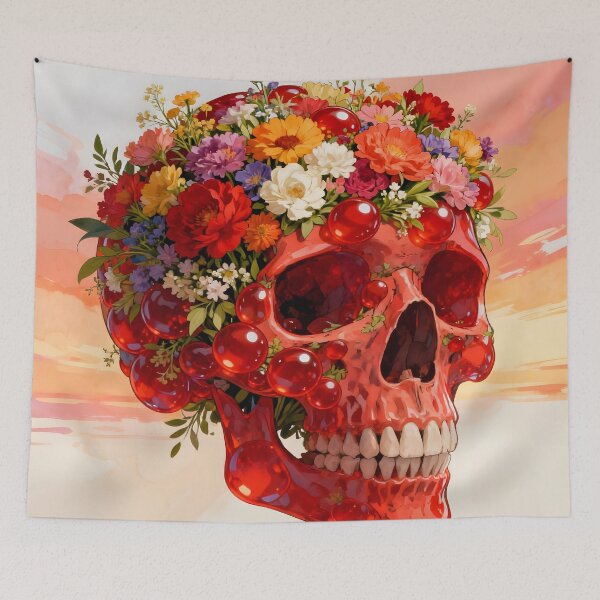 Item preview, A human skull, floral, made of red crystal designed and sold by Marcu Ioachim.