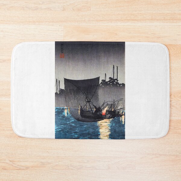 Item preview, Night Fishing Boats with Flares - Hiroaki Takahashi Vintage Print designed and sold by Open Canvas.