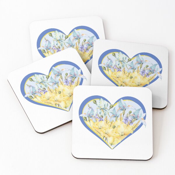 Item preview, Ukrainian Heart with Blue & Yellow Ribbon | Floral Folk Art designed and sold by Julison2015.