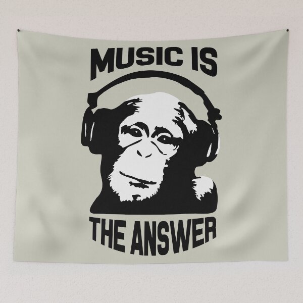 Item preview, Music Is The Answer Stencil Monkey  designed and sold by WAMTEES.