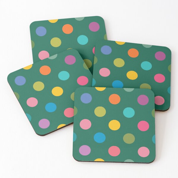 Item preview, Colorful Polka Dots on Green designed and sold by DuckyRubin.