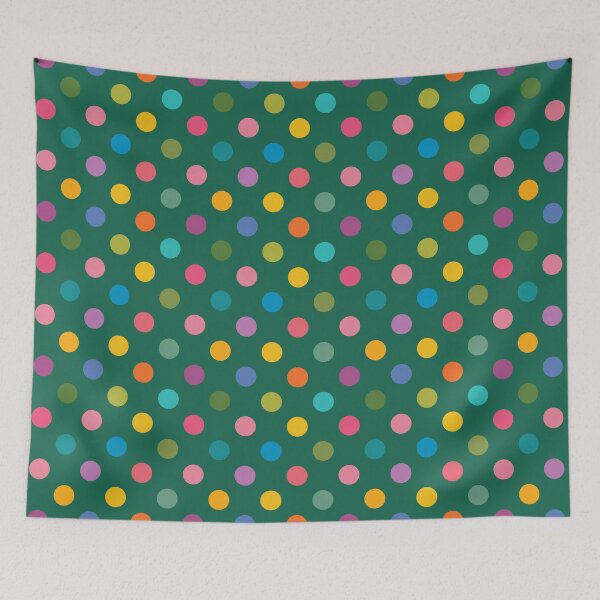 Item preview, Colorful Polka Dots on Green designed and sold by DuckyRubin.