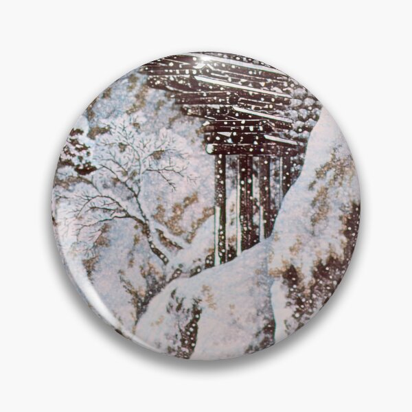 Item preview, Snowy Gorge with Bridge and Inn - Hiroaki Takahashi Vintage Print designed and sold by Open Canvas.
