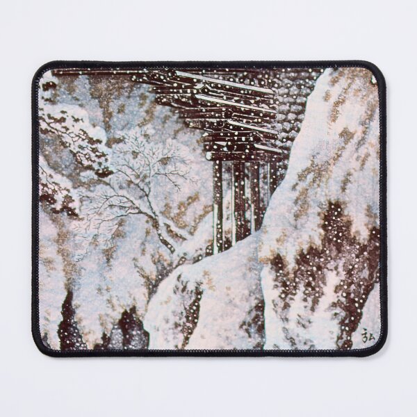 Item preview, Snowy Gorge with Bridge and Inn - Hiroaki Takahashi Vintage Print designed and sold by Open Canvas.