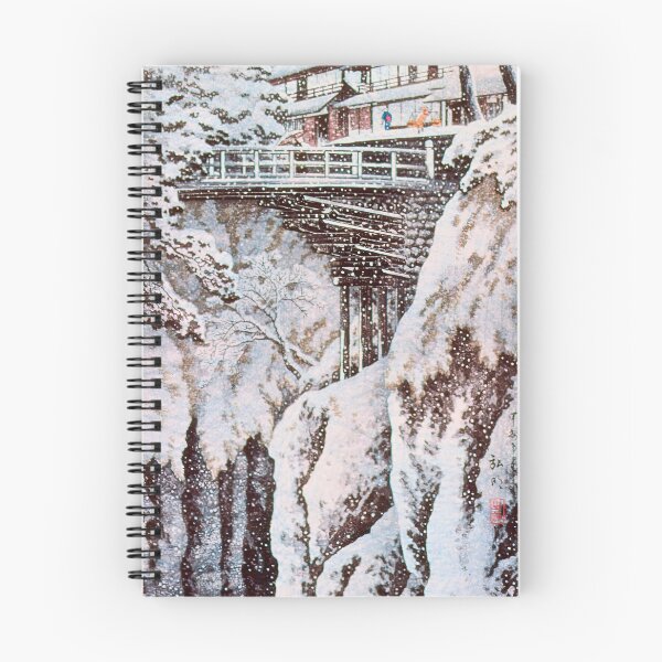 Item preview, Snowy Gorge with Bridge and Inn - Hiroaki Takahashi Vintage Print designed and sold by Open Canvas.
