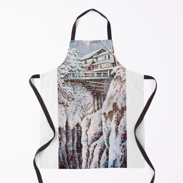 Item preview, Snowy Gorge with Bridge and Inn - Hiroaki Takahashi Vintage Print designed and sold by Open Canvas.