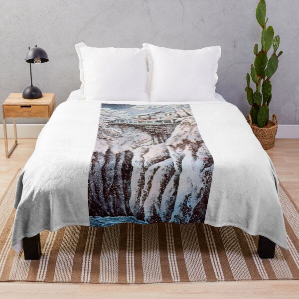Item preview, Snowy Gorge with Bridge and Inn - Hiroaki Takahashi Vintage Print designed and sold by Open Canvas.