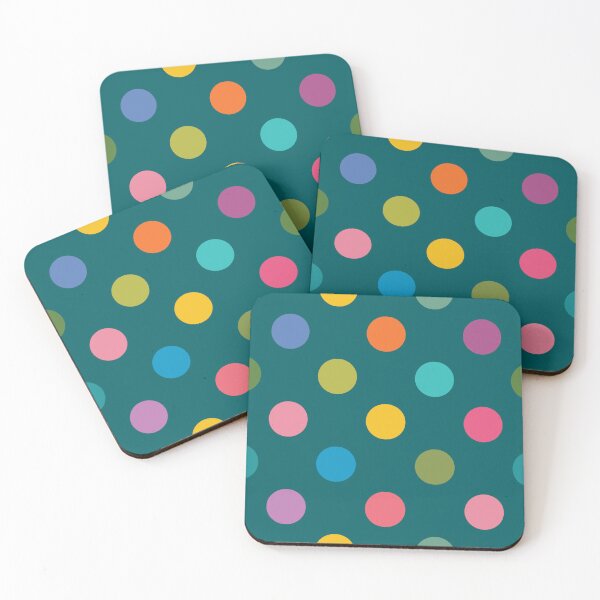 Item preview, Colorful Polka Dots on Teal designed and sold by DuckyRubin.