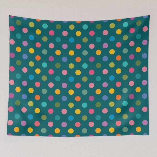Item preview, Colorful Polka Dots on Teal designed and sold by DuckyRubin.