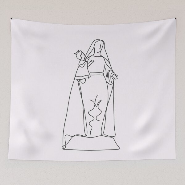 Item preview, Virgin Mary Minimalist Line Art – Catholic Religious Illustration for Schools and Churches designed and sold by @majovegana.