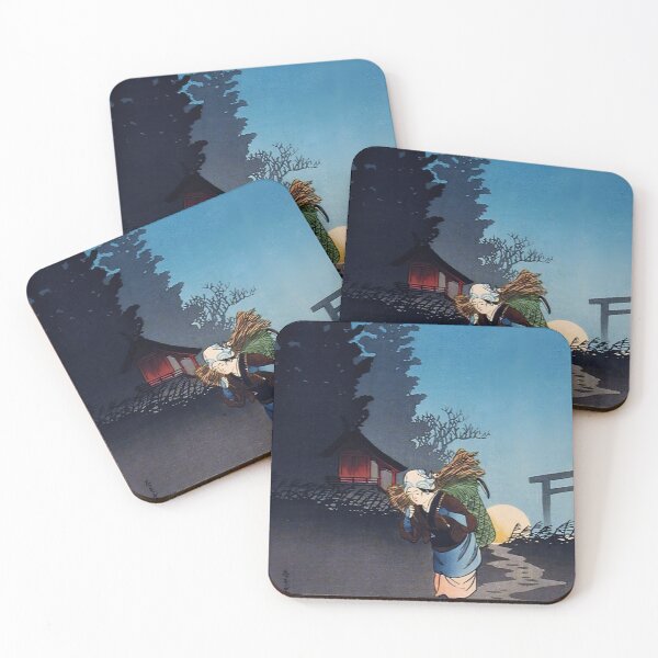 Item preview, Woman Carrying Firewood at Sunset - Hiroaki Takahashi Vintage Print designed and sold by Open Canvas.