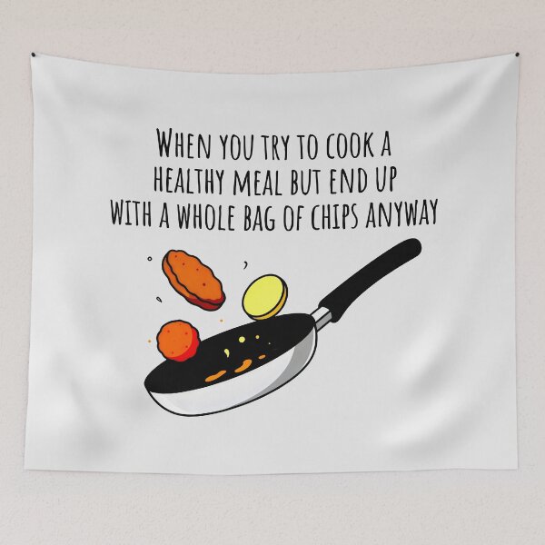 Item preview, Funny Cooking Fail Healthy Meal vs Bag of Chips Sarcastic Art designed and sold by SplashTastic.