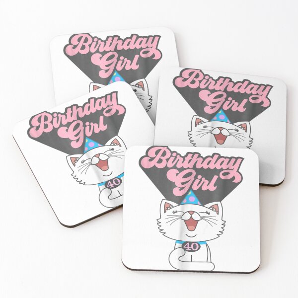 Item preview, Birthday Girl Cat Illustration With Party Hat Cute Cartoon Style designed and sold by DaphoLatara.