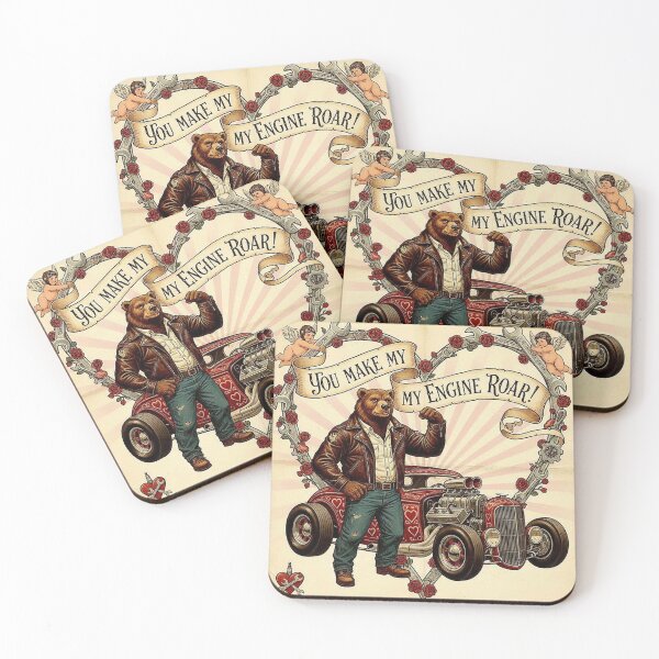Item preview, You Make My Engine Roar: Retro Bear Biker Valentine designed and sold by Art's Diner.