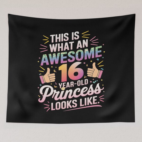 Item preview, 16 Years Old Girl Birthday Quote 16th B-day Princess  designed and sold by MarkLeedsArt.
