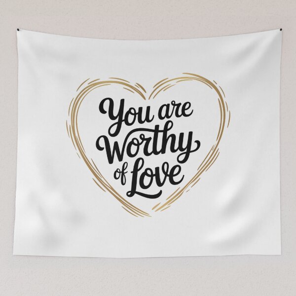 Item preview, You Are Worthy Of Love Self Worth Valentine Typography Affirmation Positive Shirt designed and sold by GiftsForge.