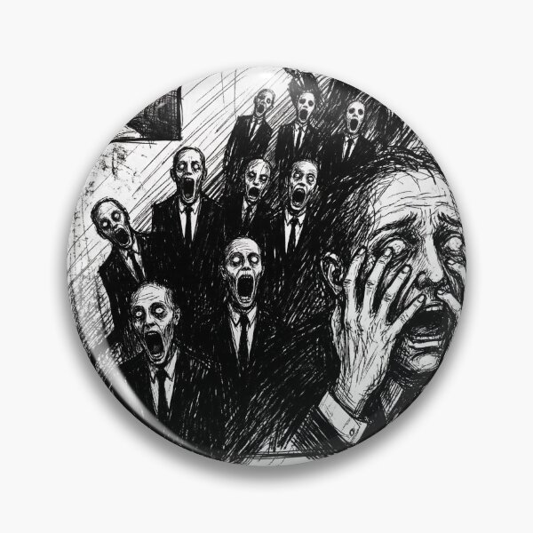 Item preview, Mindscape Theory Horror Ink Art Zombie Suits Poster Print designed and sold by AbstractAuraArt.