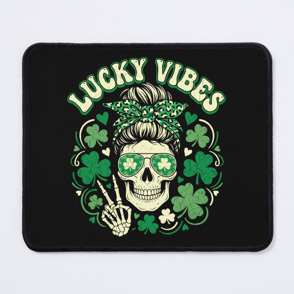 Item preview, St Patricks Day Skull Messy Bun Saint Pattys Paddys Women designed and sold by clothesy7.
